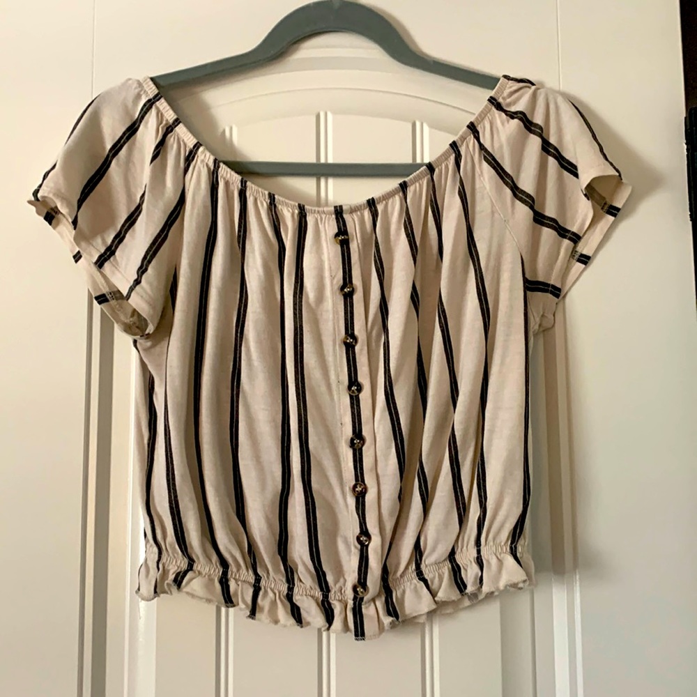 H&M On/Off Shoulder Off White Top